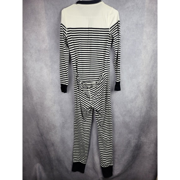 J Crew Striped Pajama Onesie Sleepwear Long Sleeve Button Up Footless Size S - Picture 5 of 10